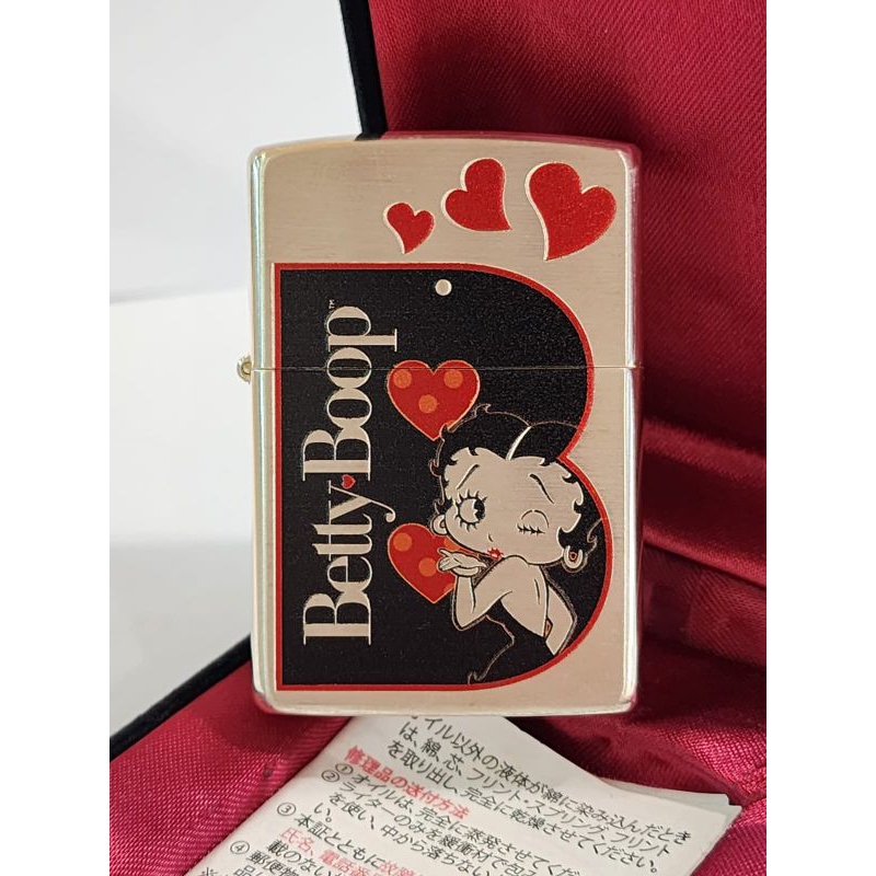 Zippo Original 90th Anniversary Betty Boob Brushed Silver Plated Japan