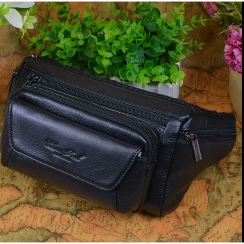 Tas Pinggang Kulit Sapi Asli Import RZ61739 Waist Bag Pria dan Wanita Dari Kulit Sapi Asli Tas Pingg