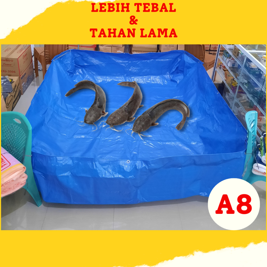 Terpal Kolam A8 Ikan Lele Nila Hias Cupang Gurame Ukuran 300x200x100