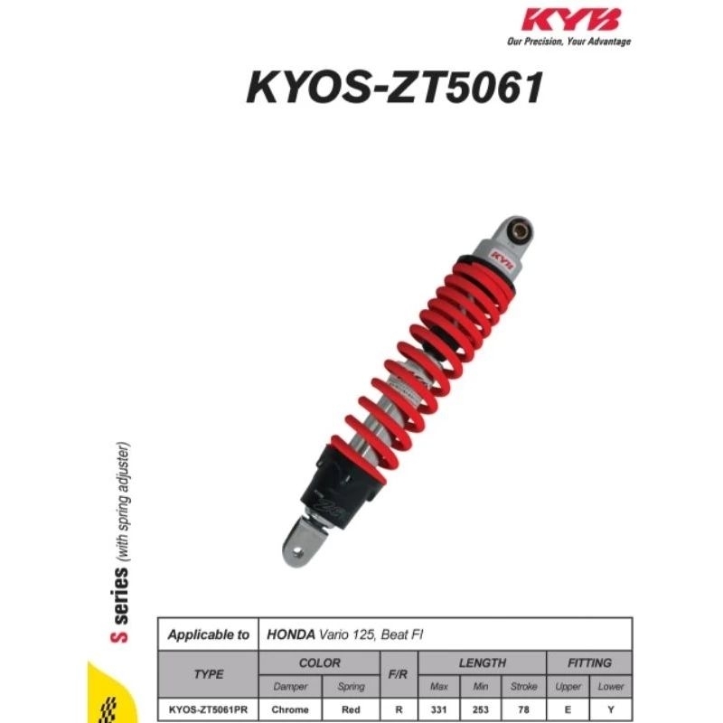 SHOCK BREAKER KYB ZETO KYOS-ZT5061 VARIO 125 VARIO 150 BEAT FI