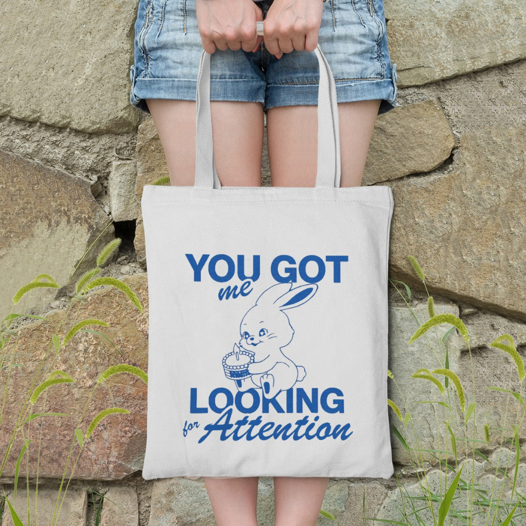 Tote Bag Lucu dan Aesthetic ATTENTION NEW JEANS RABBIT
