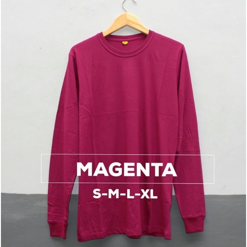 KAOS POLOS PRIA TANGAN PANJANG MAGENTA