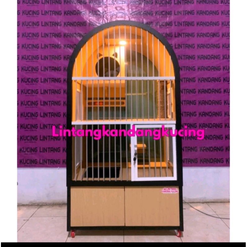 rumah/ kandang kucing kecil/ sedang full playground dan lampu moderen mewah murah
