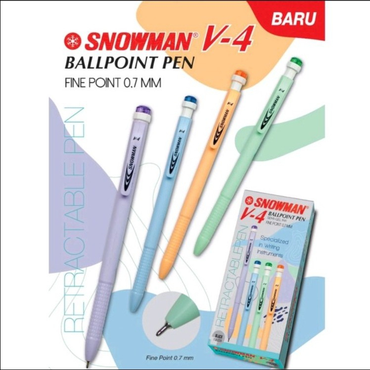 

TOKO RAHAYU - (ISI12PCS) V4 SNOWMAN BALLPOINT PEN