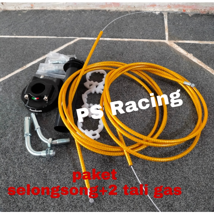 PAKET SELONGSONG GAS SPONTAN DOMINO 3 LEVEL GRIP + 2 KABEL GAS + 2 L CHROME