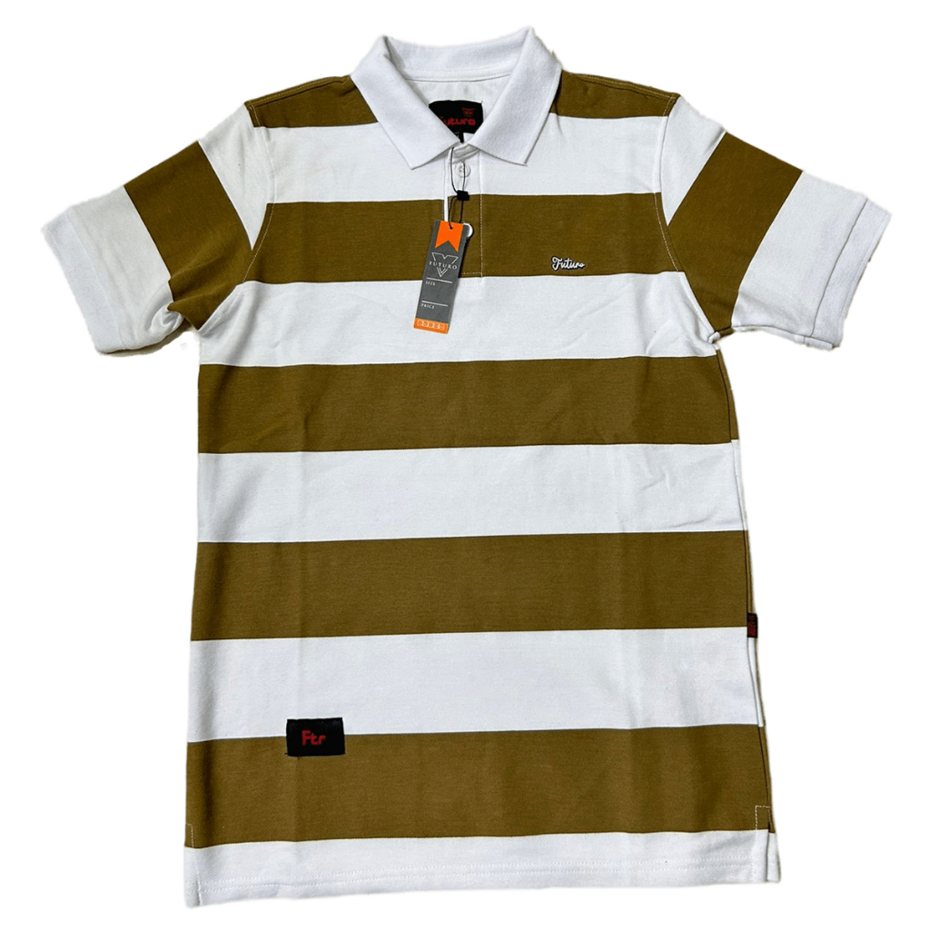 FUTURO KAOS KERAH PRIA POLO SHIRT SALUR STRIPE MOCCA