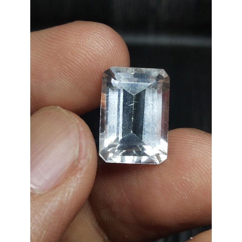 Natural Rock Crystal Quartz 14x10x7 mm 7.5 Ct Kinyang Air Kecubung Es Octagon Step Cutting Asli Clea