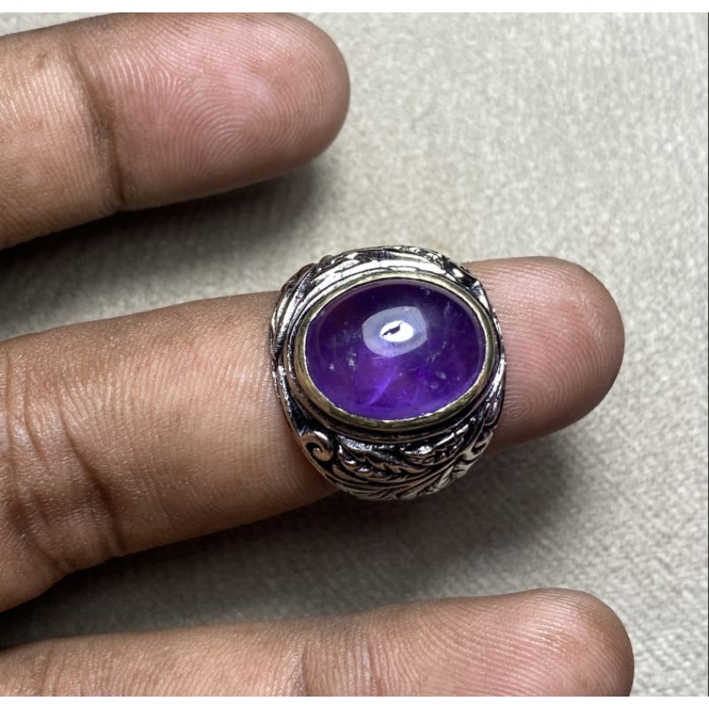 Cincin batu kecubung Natural amethyst batu kecubung ungu