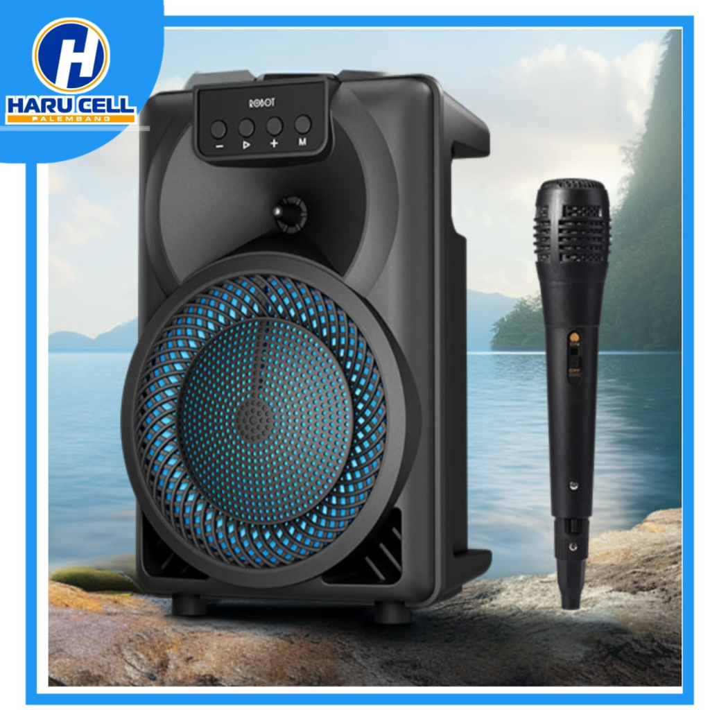 SOUND SPEAKER SPEKER ROBOT RB350 SPEAKER PORTABEL BLUETOOTH 5.3 KARAOKE WITH MICROPHONE SUPER BASS