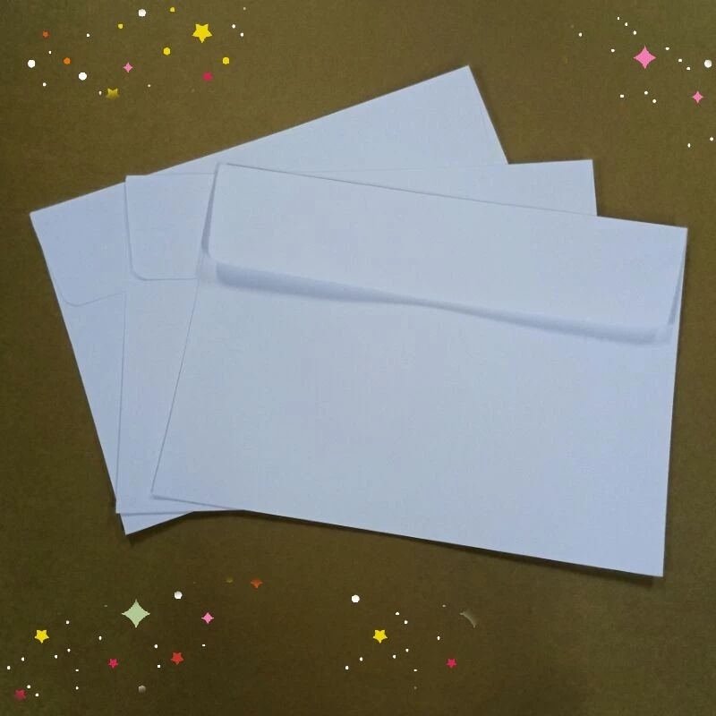 

ecer 3 lembar Amplop Putih Polos sedang 104 ukuran 16cm x 9cm