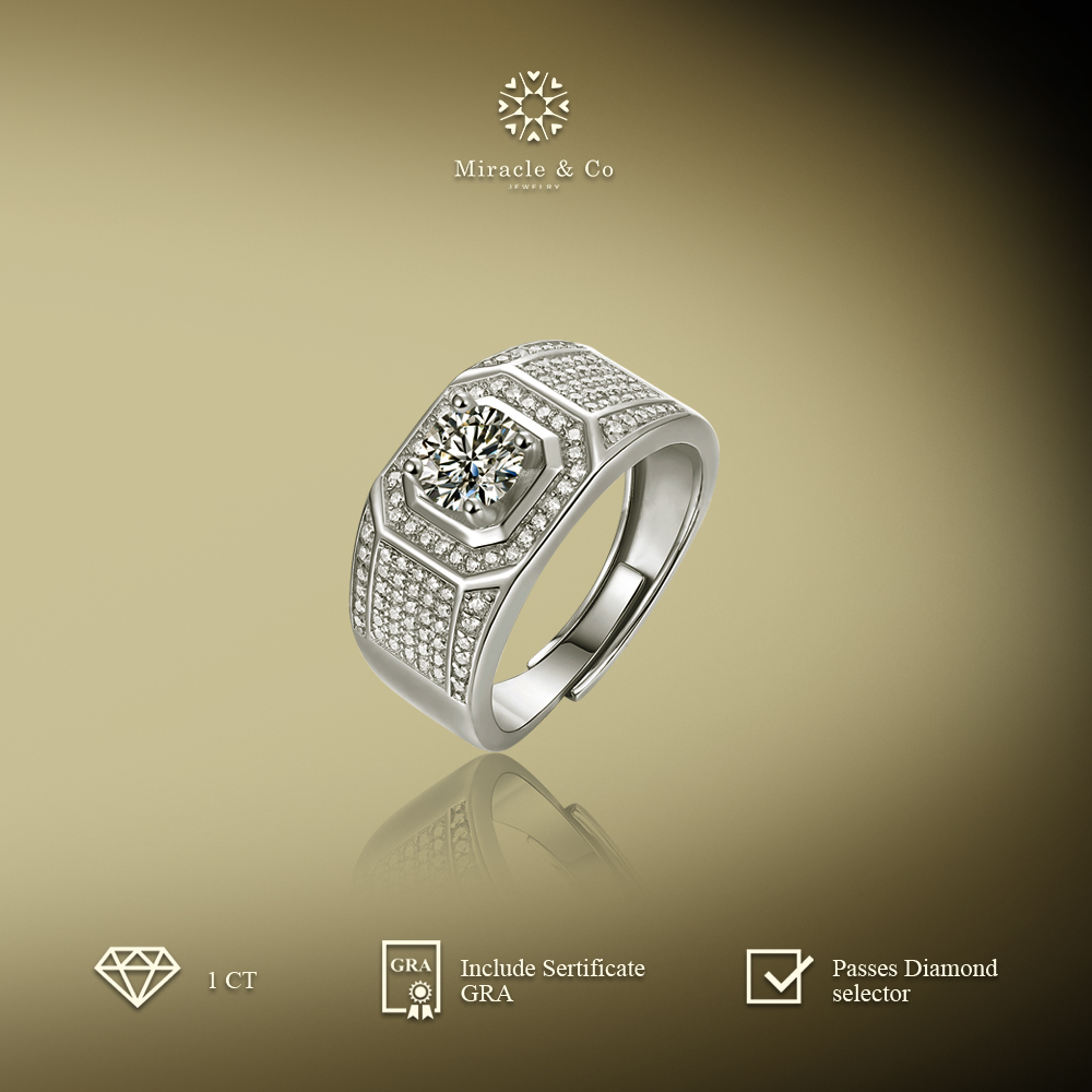 Cincin Square Shape Men's Moissanite Ring