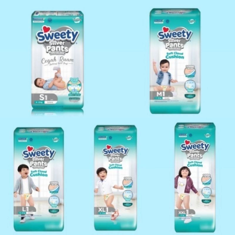 SWEETY Silver Pants Sachet S1 / M1 / L1 / XL1 / XXL1