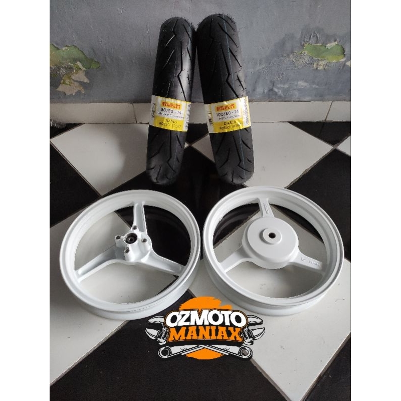 Wheel Set Velg Vrossi Rocket (Motif Daytona) + Ban Pirelli Diablo Rosso Sport (Mio / Fino / Xeon / M