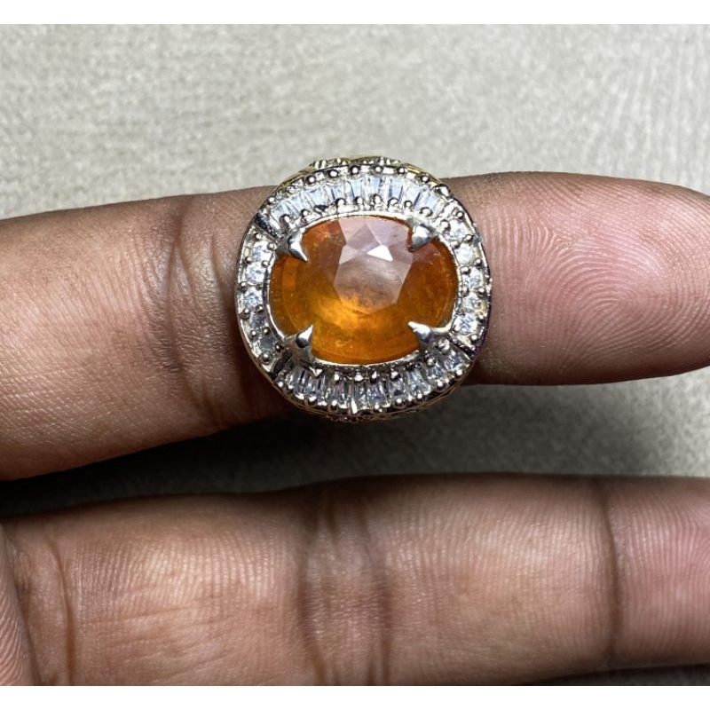 Cincin Natural Yellow Sapphire corundum yakut batu yellow safir africa