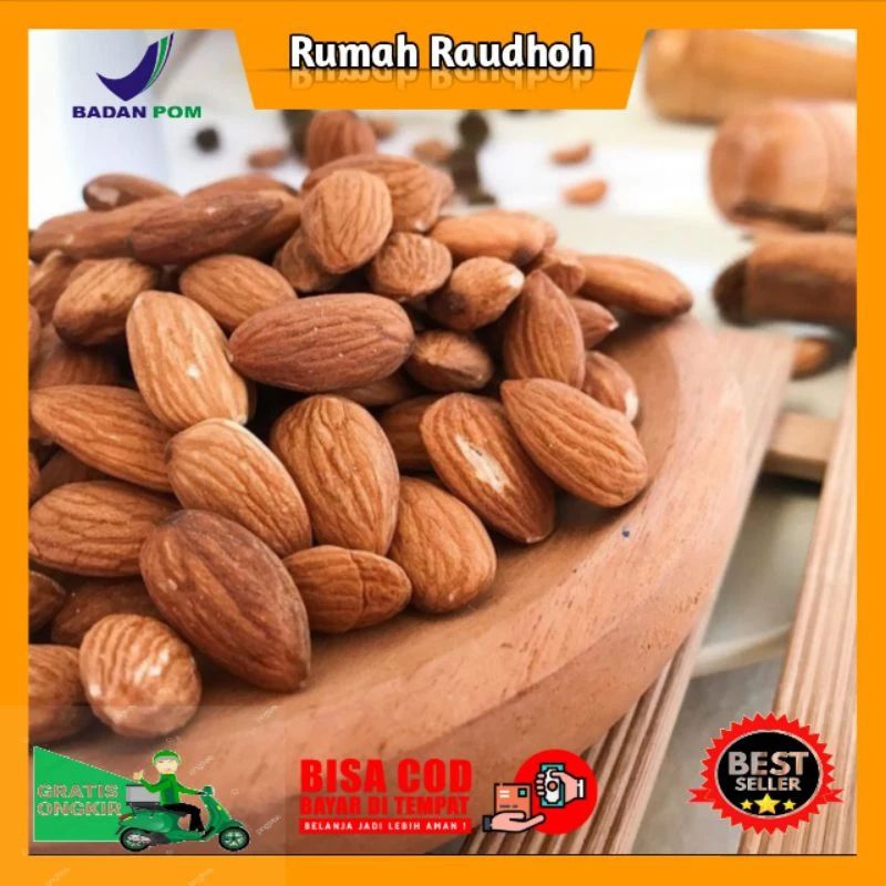 

KACANG ALMOND PANGGANG KUPAS / KACANG ALMOND ROASTED 100 GR / CEMILAN SEHAT IBU HAMIL / MENURUNKAN KOLESTEROL / BAGUS UNTUK KULIT DAN KECERDASAN OTAK