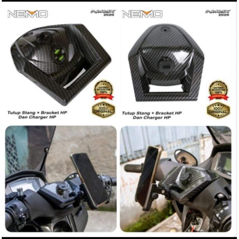 Cover tutup stang Nmax 2023 + bracket holder dan charger motor Yamaha Nmax 2023 Nemo