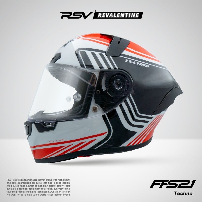 RSV FFS21 TECHNO BLACK RED Glossy ORIGINAL | HELM MOTOR FULL FACE FFS-21 Motif Techno hitam merah pu