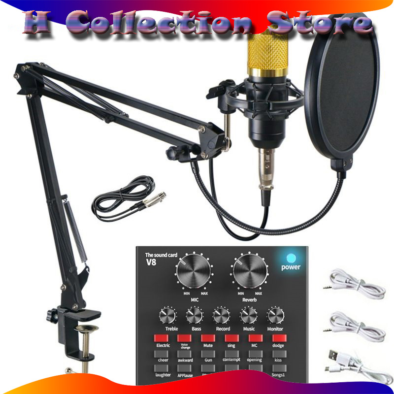 ⚡100% Garansi⚡ PAKET MIC CONDENSER BM 800 + STAND + SOUNDCARD V8