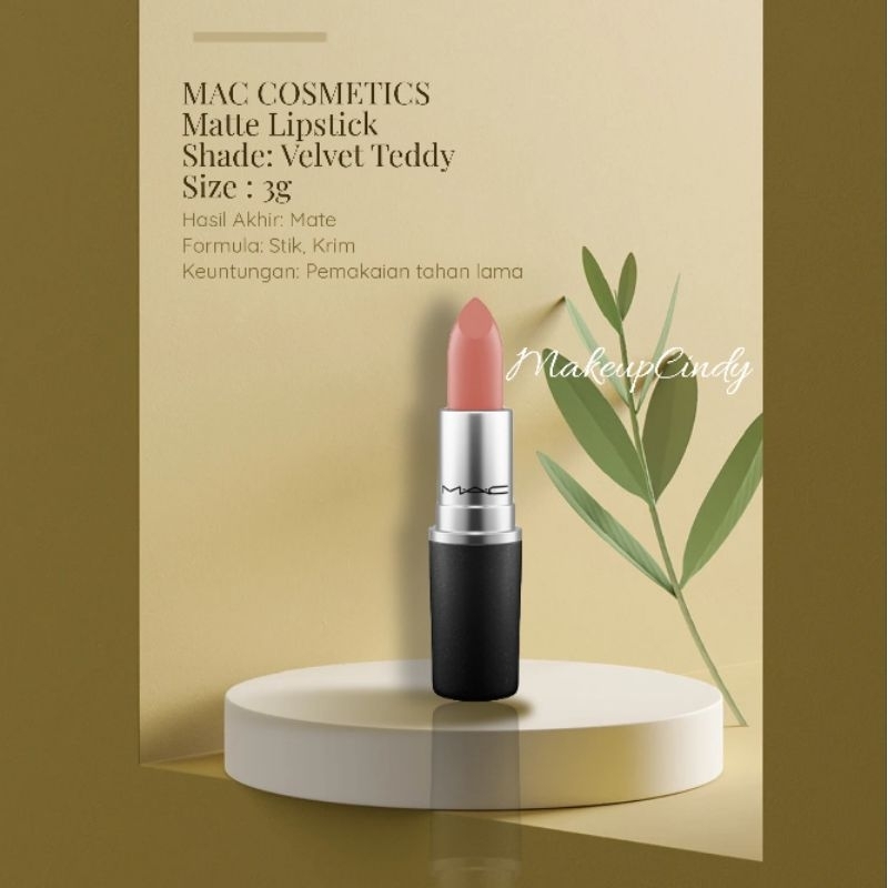 ✿⁠ 𝓜𝓪𝓴𝓮𝓾𝓹𝓒𝓲𝓷𝓭𝔂 MAC COSMETICS Matte Lipstick Velvet Teddy