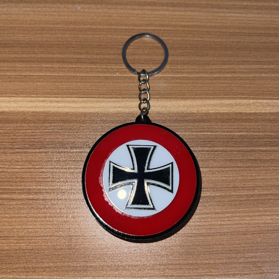 Gantungan Kunci Logo Simbol Emblem Jerman WW2 Iron Cross Timbul MURAH