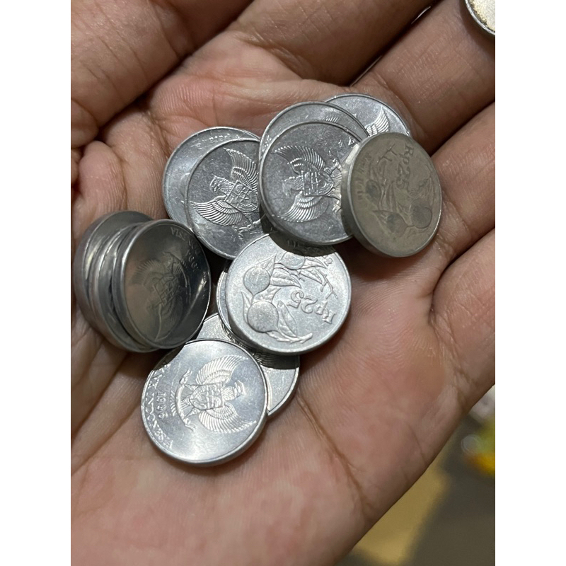 Koin Kuno 25 Rupiah Pala Alumunium