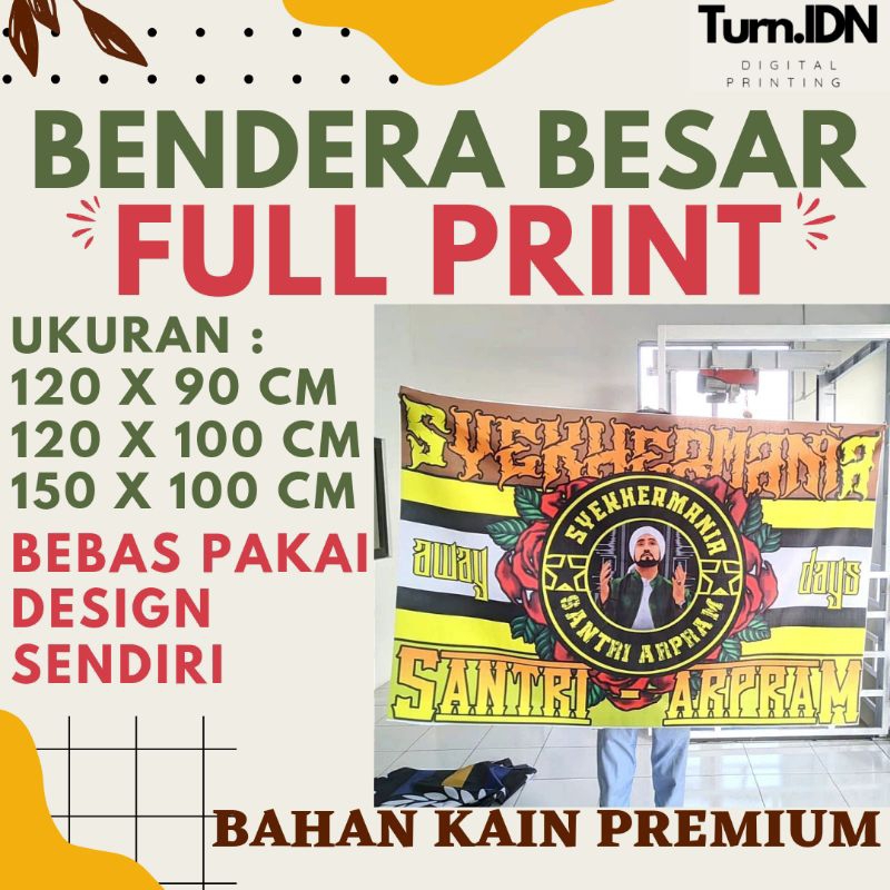 Termurah Cetak Bendera Besar / Giant Flag / Bendera Komunitas / Bendera Bola Full Print Custom Kain 