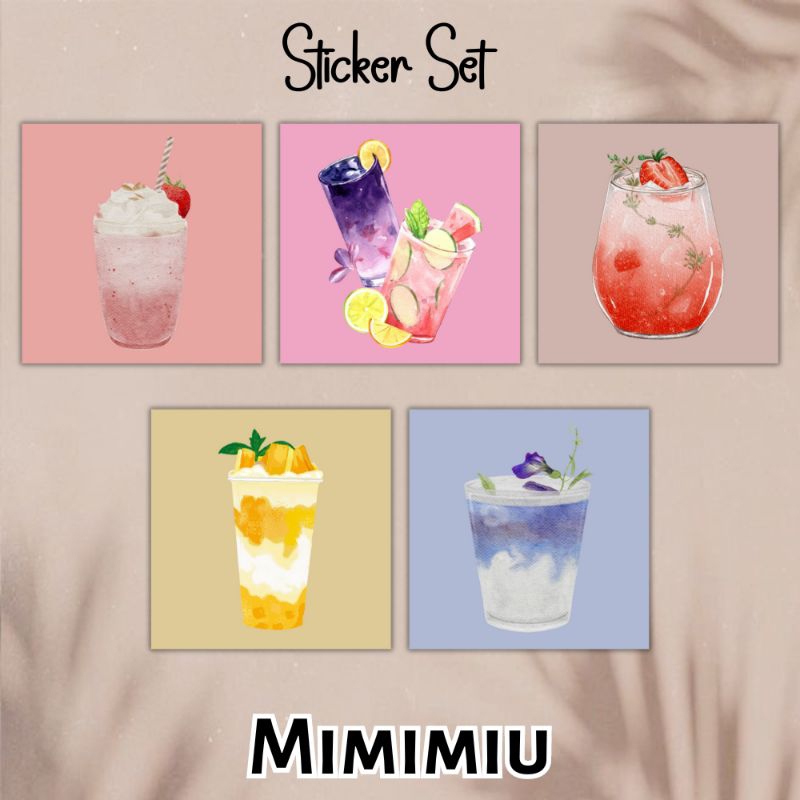 

[Mimimiu] sticker set minuman 3x3cm
