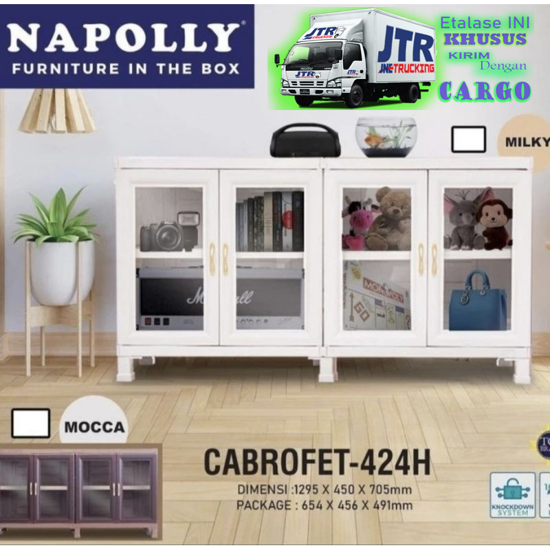 Lemari TV PLastik NAPOLLY CABROFET 424H / RAK TV / BUFFET TV PINTU KACA Lemari Murah Surabaya