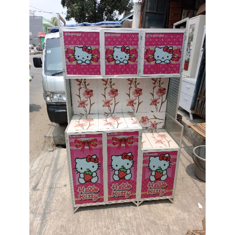 rak piring pintu 3 karakter almunium kramik kaca undak bawah keramik belakang almunium Magicom