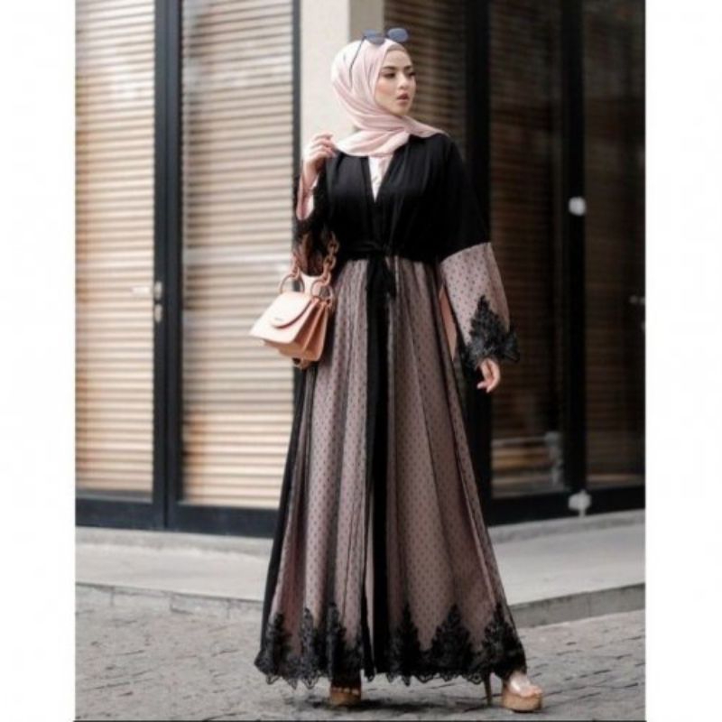 Gamis abaya turkey hitam maxi bordir dubai nahla 119 (pemalang)