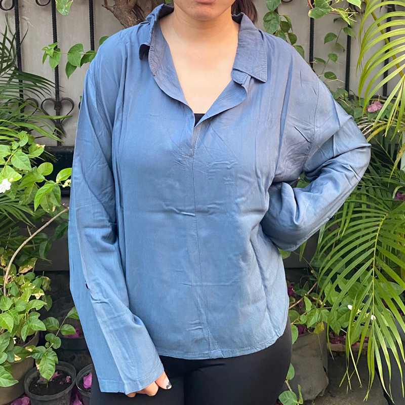 preloved kemeja oversize wanita biru denim