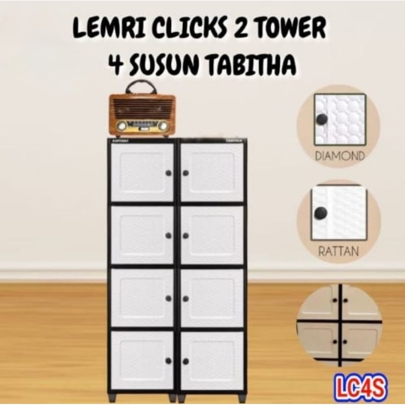 LEMARI PLASTIK CLICKS 2 TOWER 4 SUSUN TABITBA LEMARI PLASTIK 4 SUSUN LOKER SERBAGUNA 8 PINTU KABINET