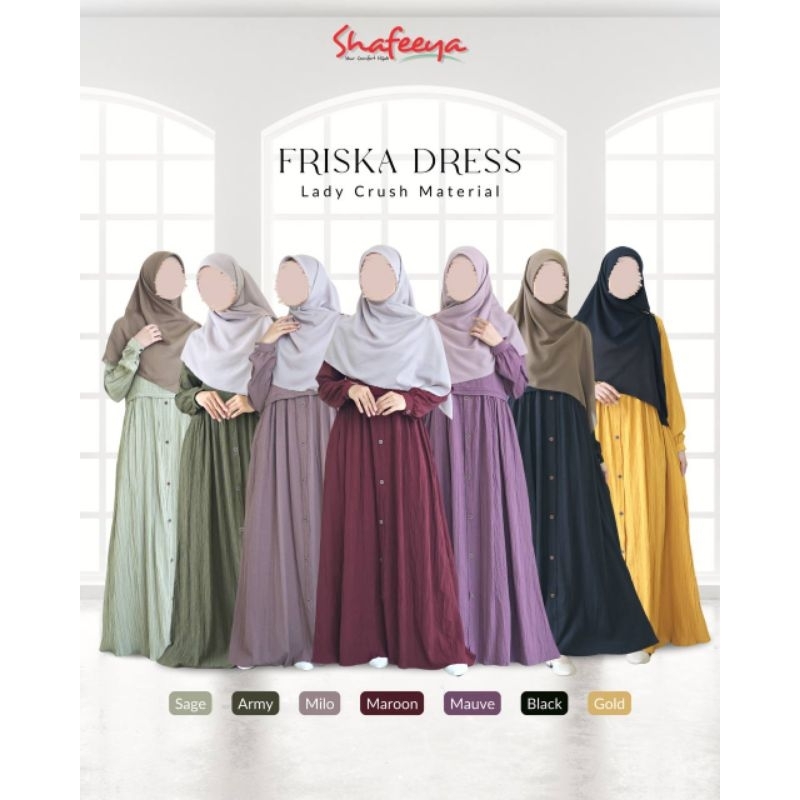 Gamis Shafeeya - Friska Dress Polos crinkle