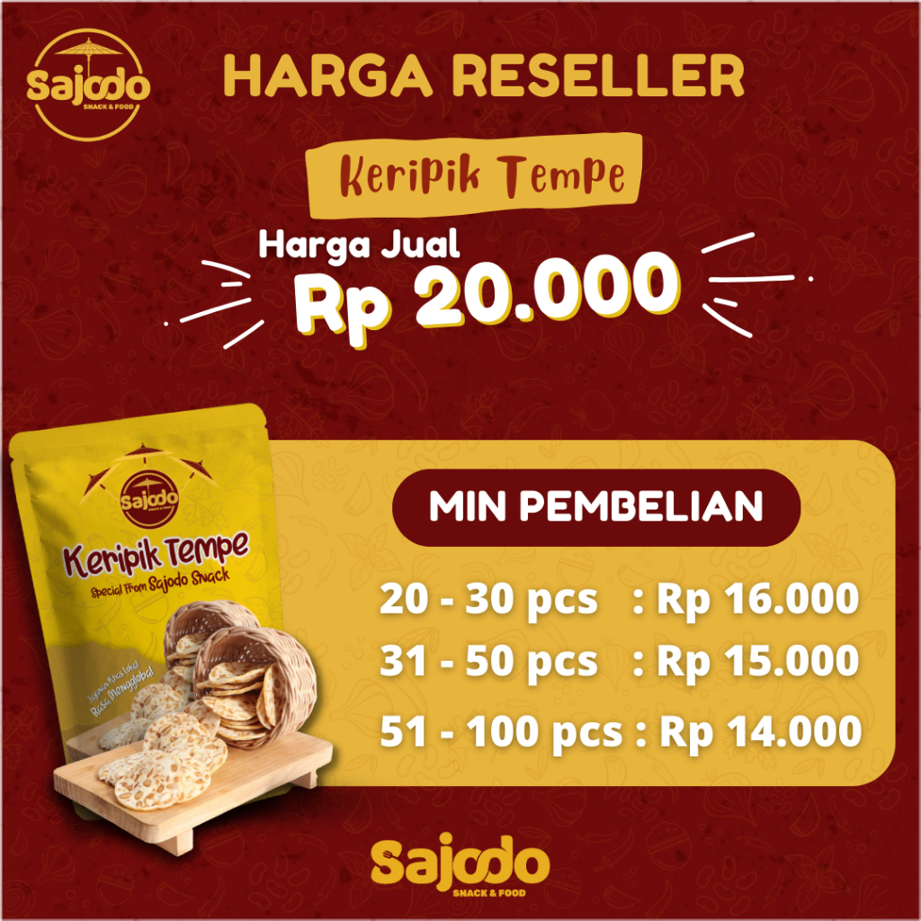 

Sajodo Snack - [PAKET KHUSUS RESELLER] Keripik Tempe Sajodo