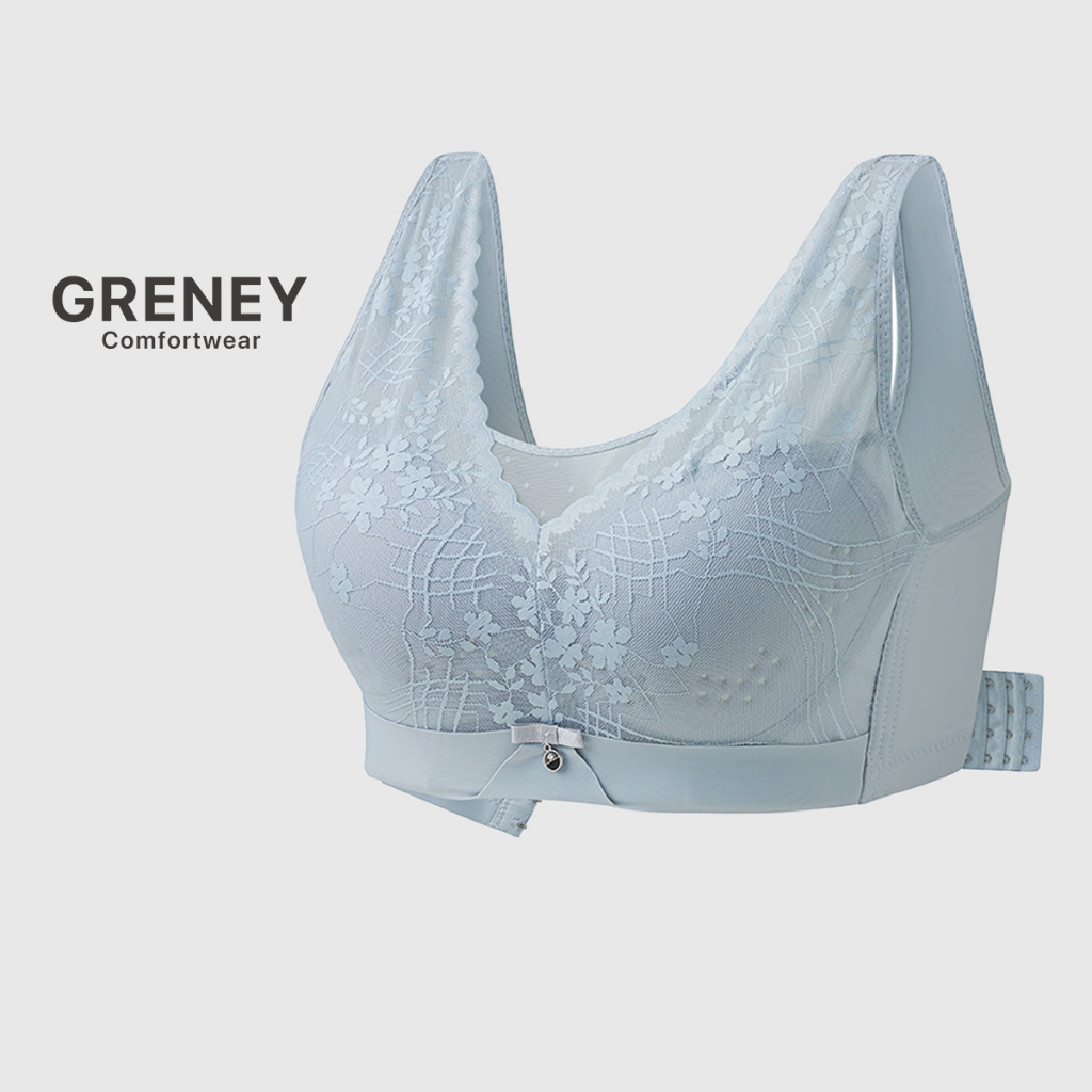 GRENEY-Push Up Tanpa Kawat Bra Wanita Renda Gesper Cup Berventilasi Theme_89615