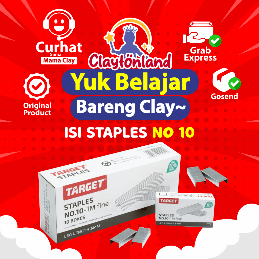 

ISI STAPLES NO 10 / ISI STAPLES TARGET NO 10 / REFILL STAPLES KECIL ( 1 PACK KECIL )