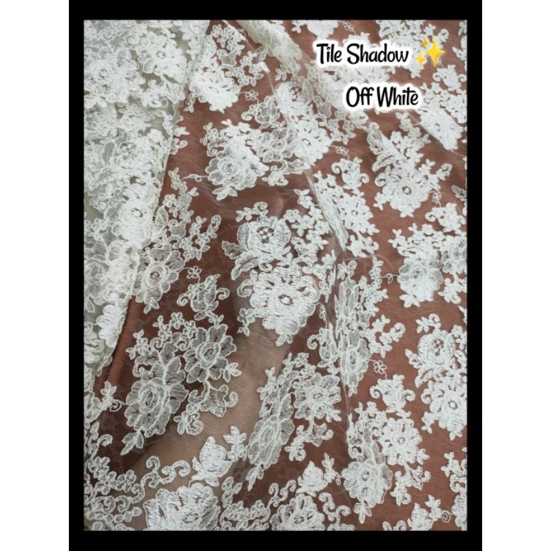 Bakal Kebaya Kain Brokat Semi Italy Metalik Tile Premium 1,5 mtr