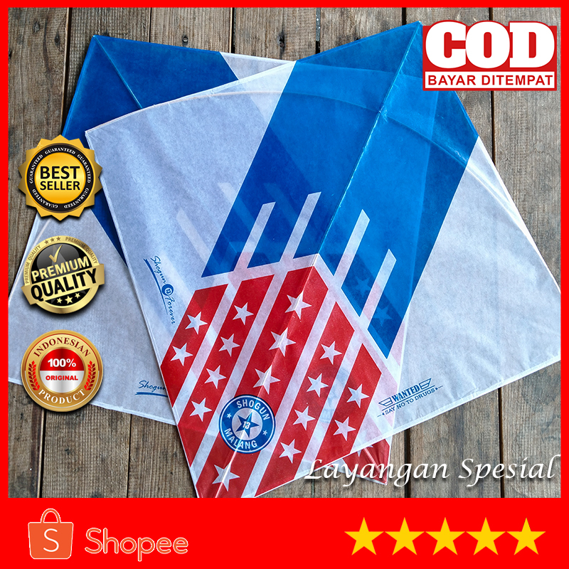 LAYANGAN SUKHOI SHOGUN STAR / 2 WARNA / ORIGINAL BY SHOGUN KITE MALANG / ISI 10 PCS