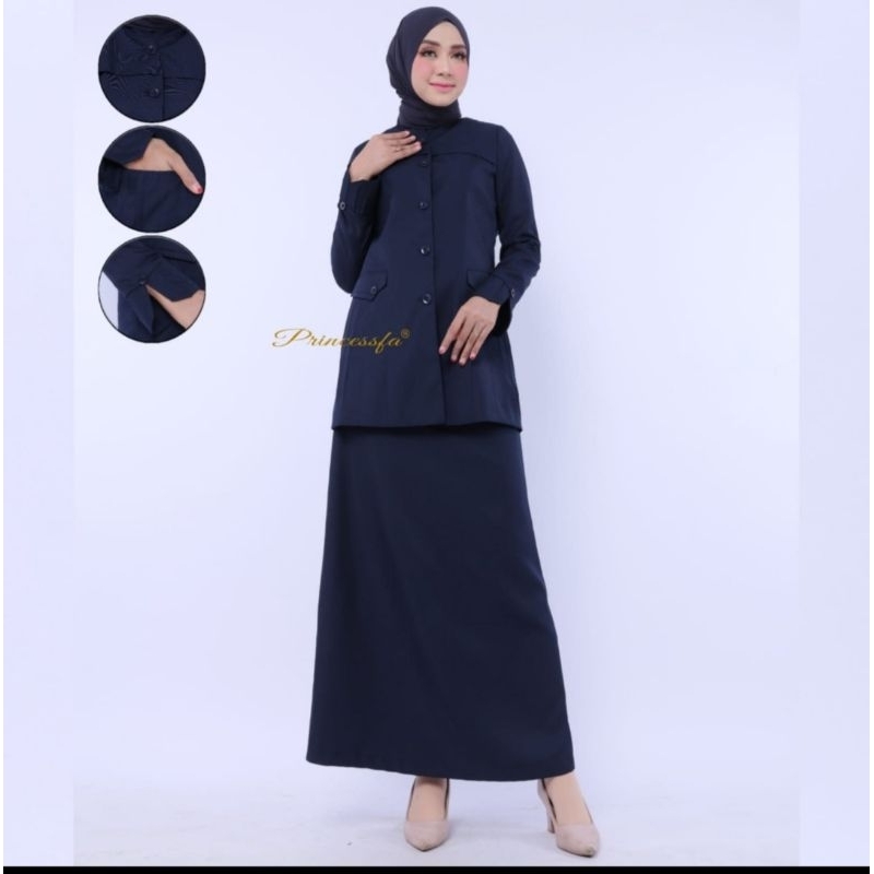 blazer wanita seragam dinas kantor seragam guru dongker baju kantor dongker