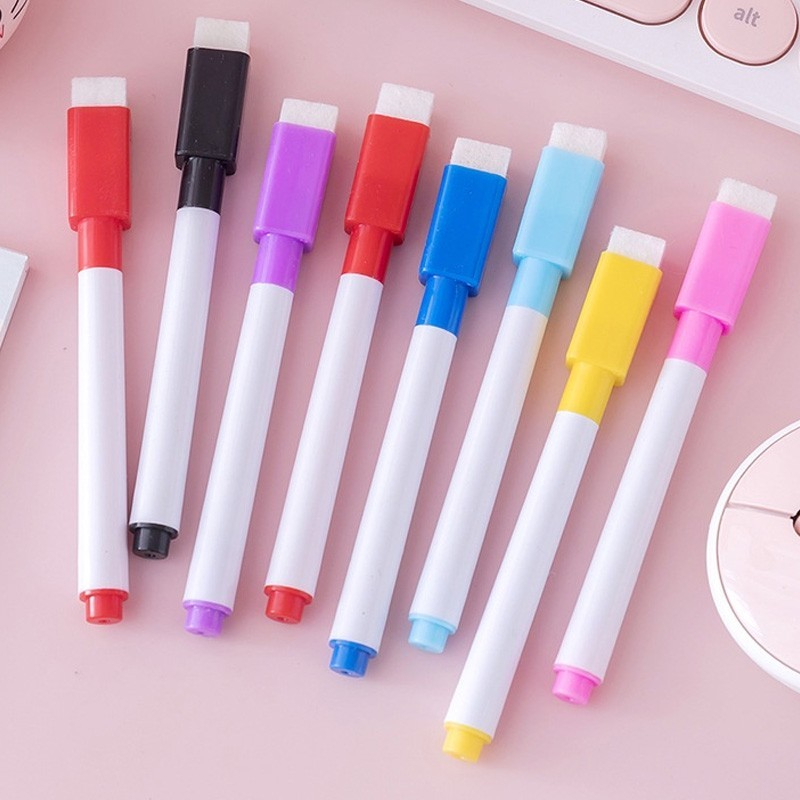 

BOMBASTIS SALE Spidol Hitam Warna Warni Whiteboard Kecil Marker Anak 2in1 Bisa Hapus
