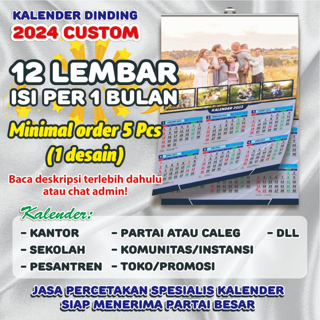 

Kalender Dinding 2025 Custom 12 Lembar Isi Per 1 Bulan