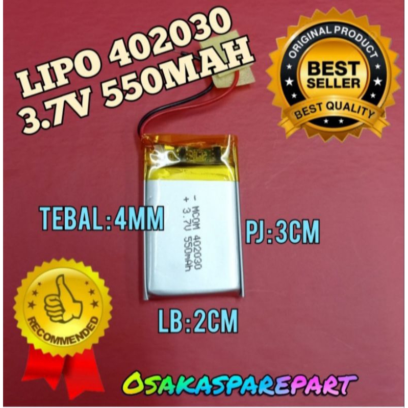 Baterai Lithium-ion Polymer LiPo 200mAh 402030