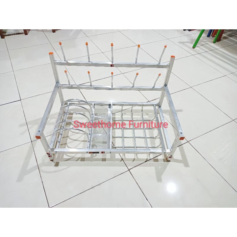 Rak Piring Kecil Rak Wastafel Rak Piring Meja Wastafel Rak Aluminium Duduk Anti Karat Keropos Tempat