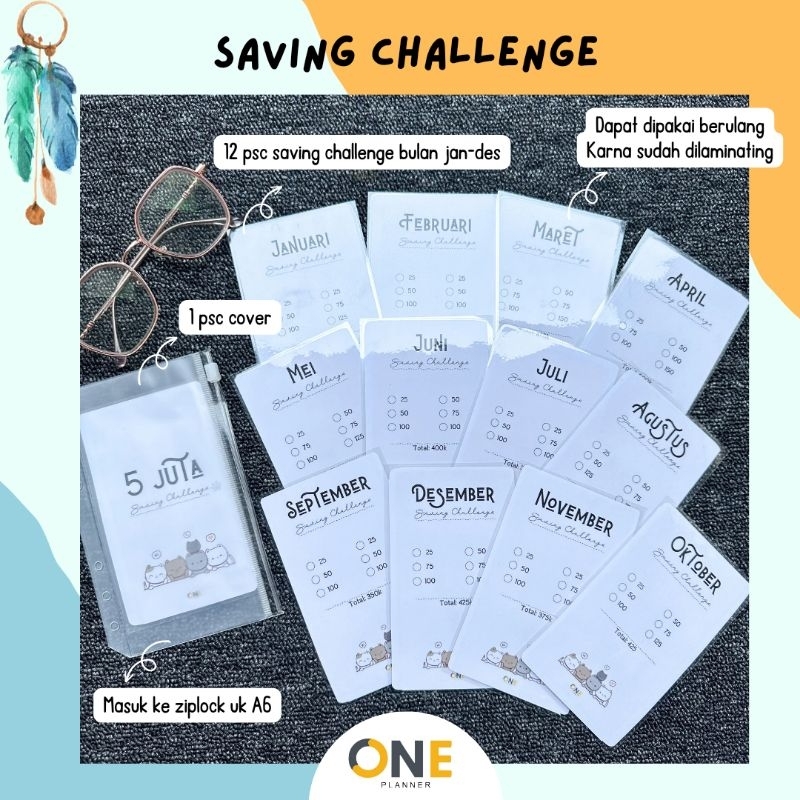 

SET SAVING CHALLENGE LAMINATING masuk ziplock uk A6