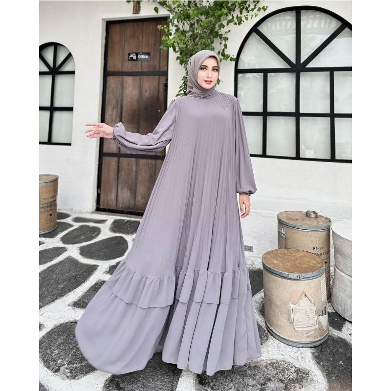 Gamis Plisket Brand Original Shella Saukia