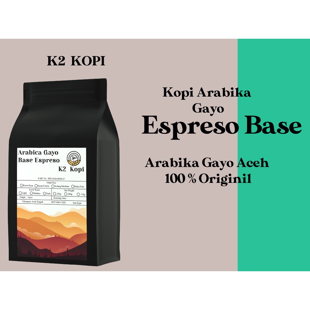 

kopi Gayo Aceh Espresso based, wet hull process roast bean dan bubuk