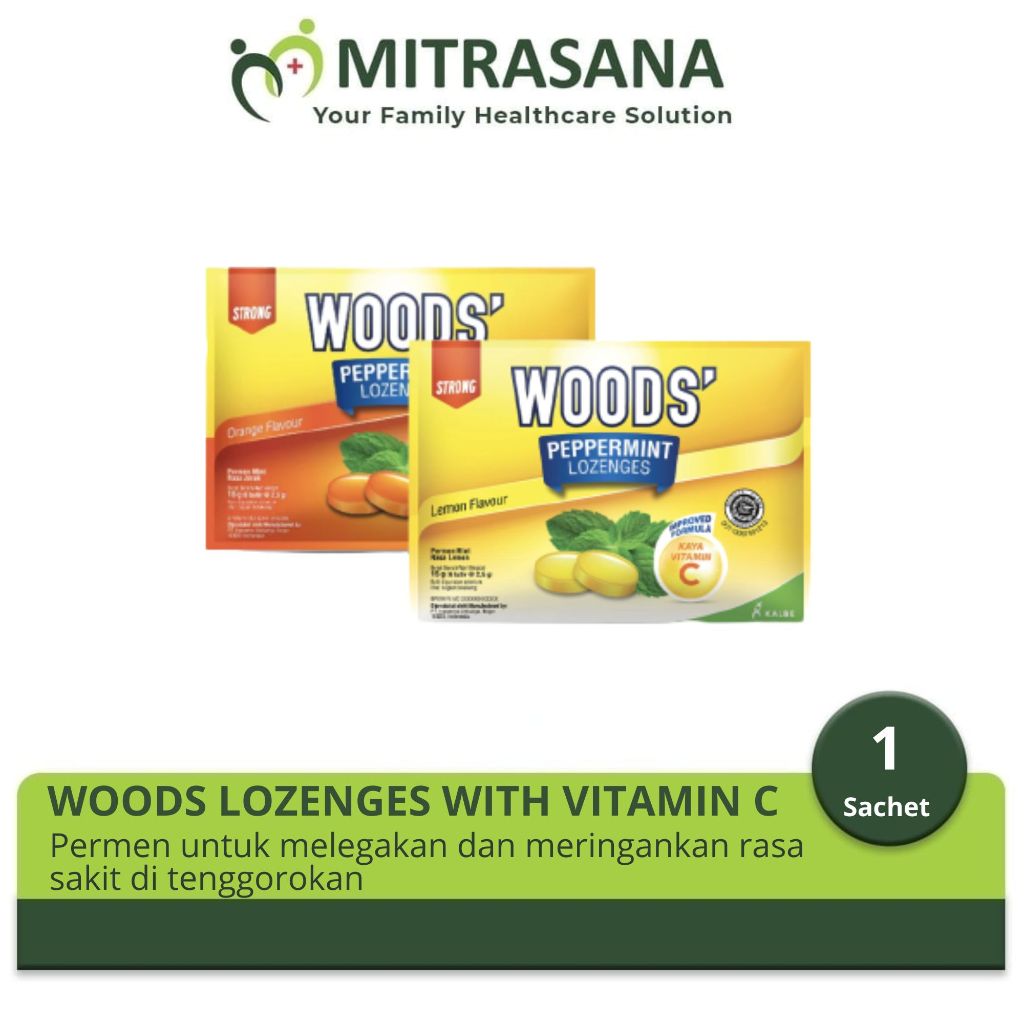 

Woods Lozenges With Vitamin C - Permen Pelega Tenggorokan