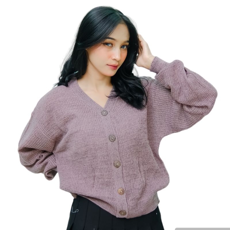 Sweater Tebal Nyaman Di Pakai | Sweater Rajut Wanita | Cardigan Crop Kancing