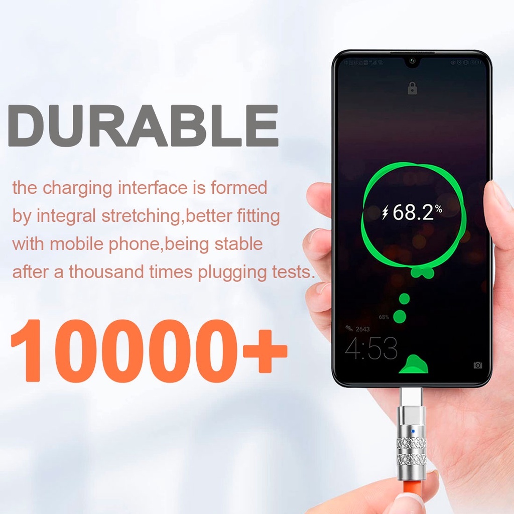 INONE Kabel Data Type C / Lightning Fast Charging Panjang 1 Meter USB Kabel Data Durable Silicon Orange Untuk Handphone Android/Ios-7