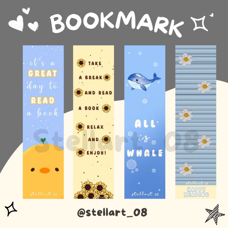 

Bookmark aesthetic pembatas buku lucu [ stellart_08 ]